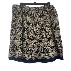 Robbie Bee Skirt 22W Plus Size Black Beige Damask Church Modest 100% Cotton Knee thumbnail 2