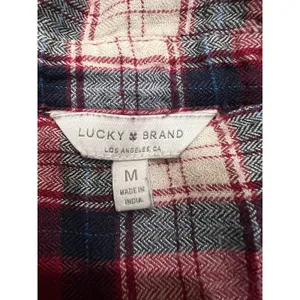 Lucky Brand Women's Plaid Flannel Button Up Shirt‎ Size Medium Burgundy Navy thumbnail 5