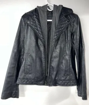 Giacca Black Pleather Jacket Size M thumbnail 1