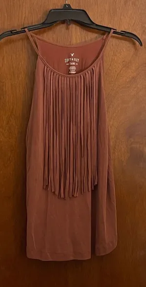 American Eagle Outfitters Rust Fringe Tank Top thumbnail 1