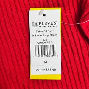 NWT EleVen Venus Williams M Red Ribbed Cotton Tennis Golf Performance Hoodie Top thumbnail 10