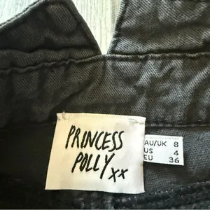 Princess Polly High Waisted Pleat Jeans Washed Black US 4 thumbnail 5