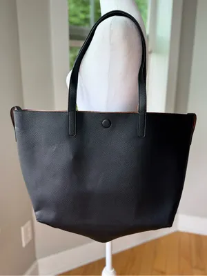Source Unknown Black Pebbled Vegan Leather Oversized Tote Shoulder Bag thumbnail 1