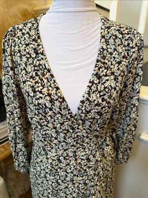 Abercrombie & Fitch Floral Wrap Midi Dress XS Long Sleeve Tiered Feminine thumbnail 2