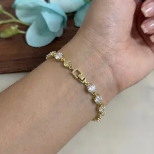 14K Gold‎ Plated XP Womens Tennis Bracelet Round Cubic Zirconia thumbnail 1