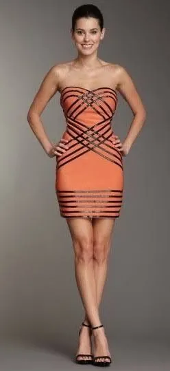Wow Couture Leather Trim Strapless Dress- Size Sm thumbnail 1