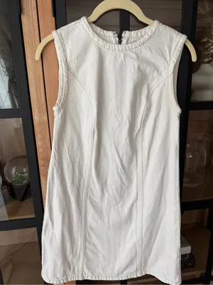 Abercrombie denim mini dress mila high neck petite short sleeveless cream thumbnail 6