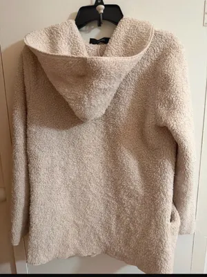 Forever 21 Beige Teddy Sherpa Open-Front Coat thumbnail 2