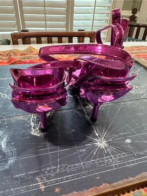 Cape Robbin Magenta Metallic 3D Floral Stiletto Sandals – Size 7.5 thumbnail 5