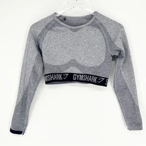 Gymshark Logo Tape Long Sleeve Crop Top‎ Women's Size S Blue Workout thumbnail 1