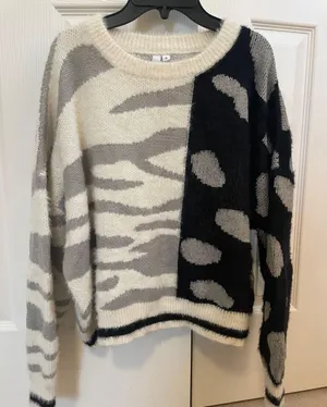Elan Boutique Fuzzy Animal Print Sweater thumbnail 1