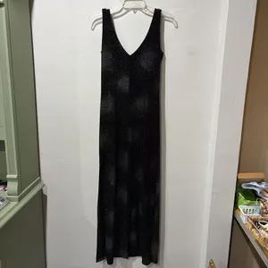 Scott Clothing Company dress Vintage Y2K Maxi Sleeveless Black Velvet Sparkles 4 thumbnail 4