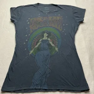 Pop West Studios Peace Love and Rock N Roll Graphic T-Shirt Women Large Gray thumbnail 1