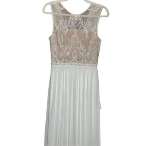 NEW Dress the Population gorgeous flowy white tan wedding formal dress sz S‎ thumbnail 9