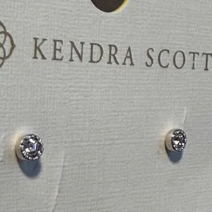 Kendra Scott Iris Rhodium over brass Silver Stud Earrings New thumbnail 3