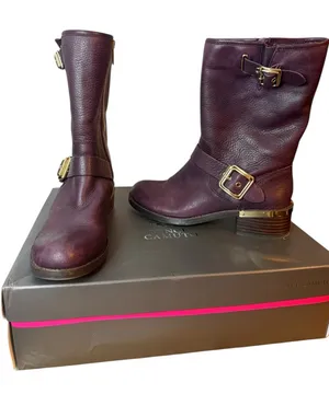 Vince Camuto Windy Purple Leather Moto Boots thumbnail 1