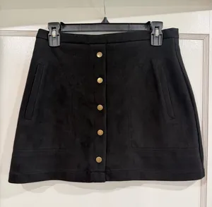 Black suede like Mini Skirt with Gold Buttons Size undefined thumbnail 1