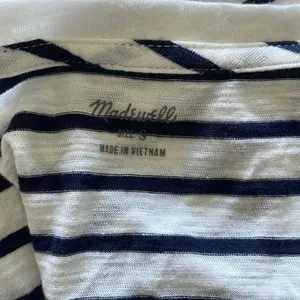 NWT Madewell Cotton T-shirt V neck Navy‎ striped Size Small thumbnail 6