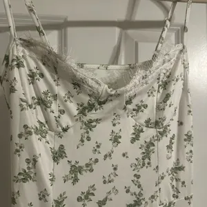 White Maxi Slip Dress with Green Floral Print thumbnail 2