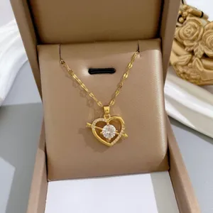 18K Gold Plated CZ Cubic Zirconia Love Heart Pendant Necklace for Women thumbnail 5