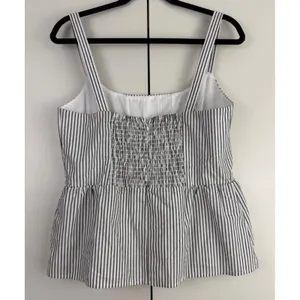 WAYF‎ Striped Peplum Camisole Top Black White Linen Blend Button Front Large NWT thumbnail 2