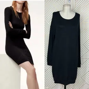 Aritzia Wilfred Free Black Jersey Knit Long‎ Sleeve Dress Size Small thumbnail 2