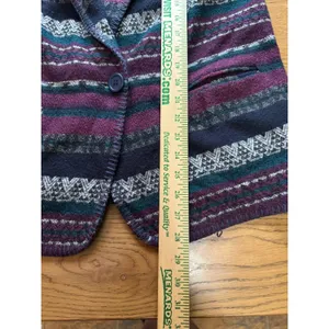 Katie Brooke Coat Wool Blend Aztec Stripe Southwestern Women Size Measured Wool thumbnail 4