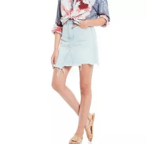 We the Free Going Rogue Distressed Denim Jean Skirt Size 27 thumbnail 9