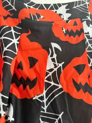 SHEIN Black & Orange Halloween Pumpkin A-Line Skirt thumbnail 2