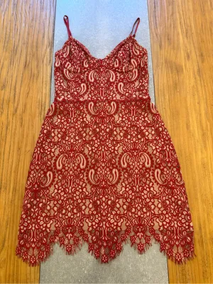 For Love & Lemons Vika Paisley Lace Mini Dress Rust Size Small thumbnail 6