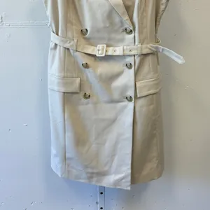 NWT Ann Taylor Sleeveless‎ Double Breasted Trench Dress Beige Tan Belted Size 10 thumbnail 4