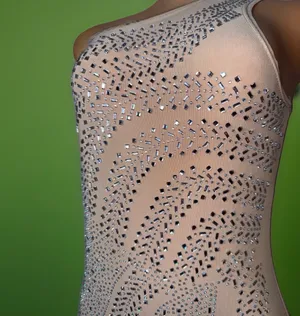 Mesh rhinestone mini dress Silver Size L thumbnail 4