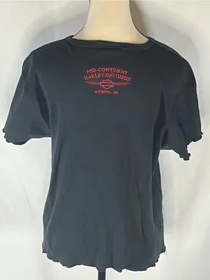 Harley-Davidson Mid-Continent Wichita KS Black Flame Women’s Graphic T-Shirt XL thumbnail 4