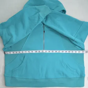 Trendy Queen Turquoise 1/2 Zip Hoodie XL Rayon Spandex Hooded Pockets Raglan thumbnail 3