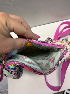 Vera Bradley Carson Hobo‎ Crossbody Bag Top & Side Zip Pink “Wildflower Quilted thumbnail 5