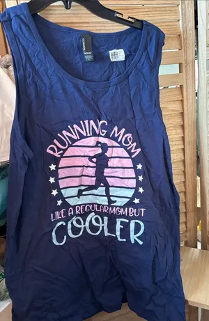Running Mom Graphic Tank Top - Navy Pink Medium NWOT thumbnail 1