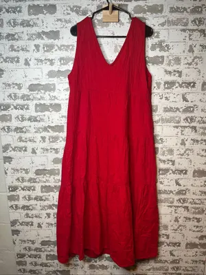 Quince | women gauzy coral red dress long thumbnail 6