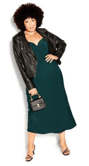 NWT‎ City Chic Shimmer Slip Dress In Jade Green Size 14 thumbnail 1