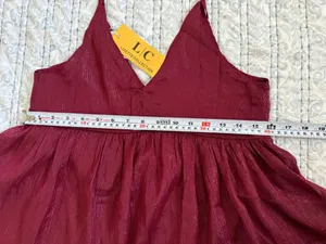 Lizette Collection XS Burgundy Beaded Sequin Babydoll Cami Boho Festival Y2K Top thumbnail 7