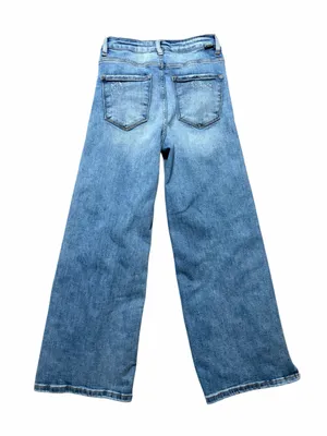 Risen Ladies High Rise Crop Wide Leg Frayed Hem Size 1/25 thumbnail 3