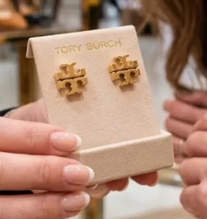 Tory Burch Gold Double-T Logo Stud Earrings thumbnail 1