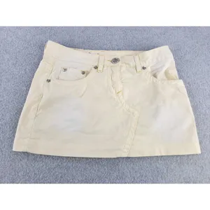 Vintage 90s y2k skirt Bebe‎ Butter Yellow mini micro rhinestone SZ 26 Waist 30" thumbnail 10
