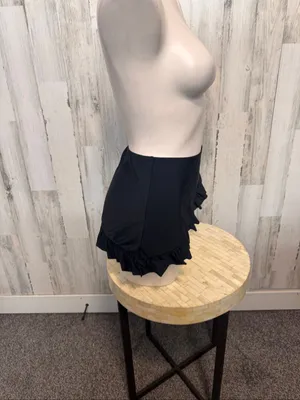 Ruffle Hem Wrap Swim Skirt Womens S Solid Black High Rise Bikini Cover Up thumbnail 5