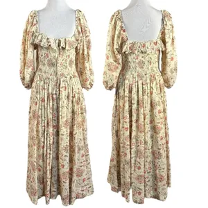Free People Dainty Ethereal Cottage Oasis Floral Midi Dress Ivory Medium thumbnail 6