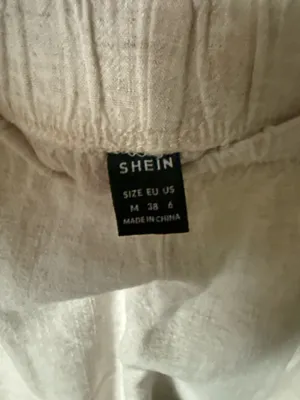Shein cream elastic waist wide leg pants thumbnail 4