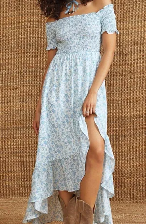 NEW Altar’d State White and Blue Floral Maxi Dress Size Small NWT thumbnail 4
