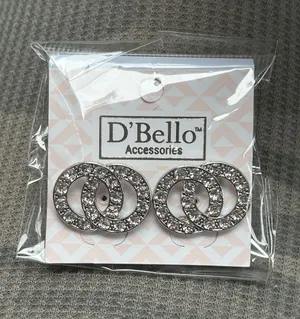D'Bello Crystal Interlocking Circle Stud Earrings thumbnail 1