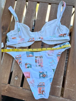 NWT Abercrombie & Fitch Bikini Set - Light Blue Postcard Pattern - M/S thumbnail 11