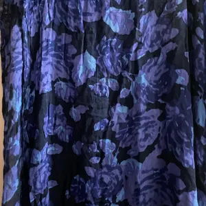 Womens Semi Sheer Scarf Black & Blue Floral Print 65x25 65” Long 25” Wide thumbnail 3