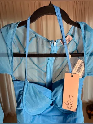 Oh Polly Turquoise Blue Long Sleeve Lace-Up Bodycon Dress thumbnail 7